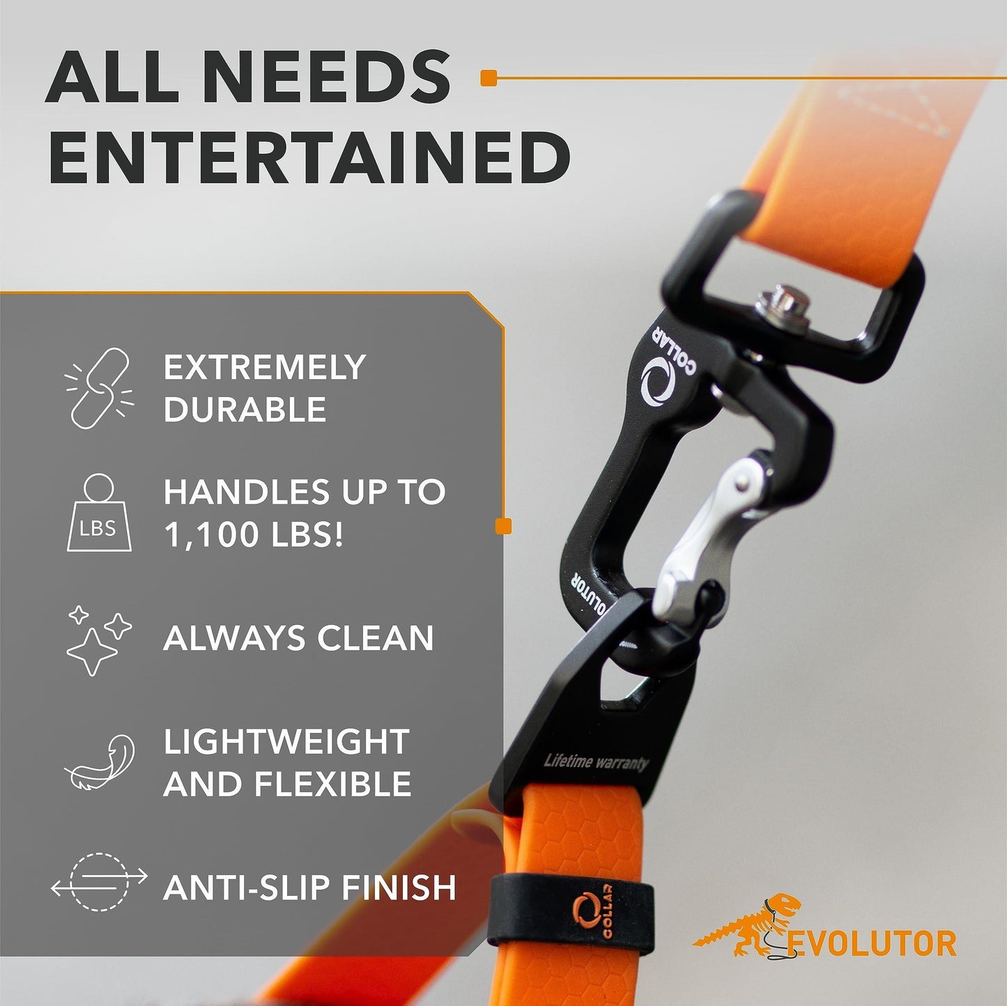 Orange Evolutor Extra Heavy Duty Dog Leash 10 Ft Durable Leash for Large Dogs