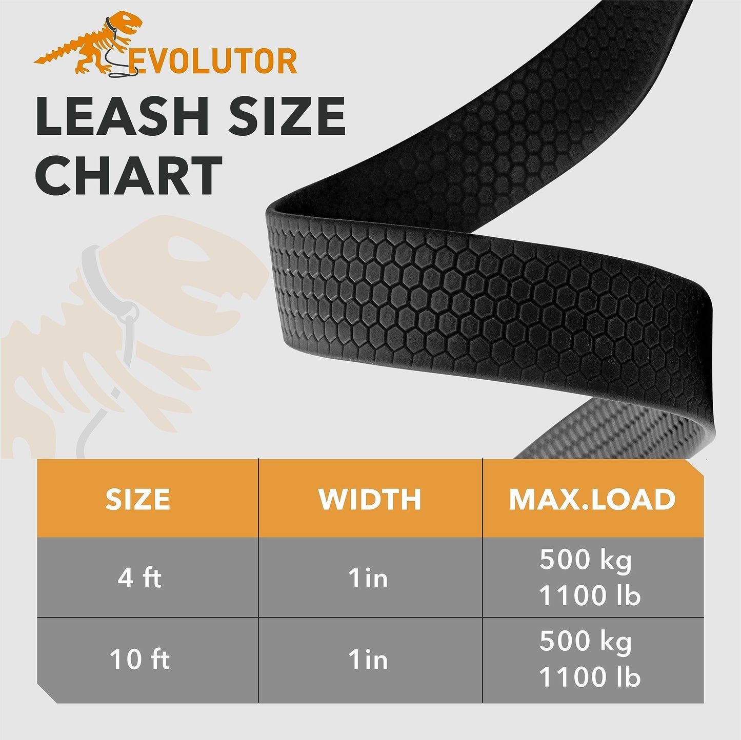 Orange Evolutor Extra Heavy Duty Dog Leash 10 Ft Durable Leash for Large Dogs