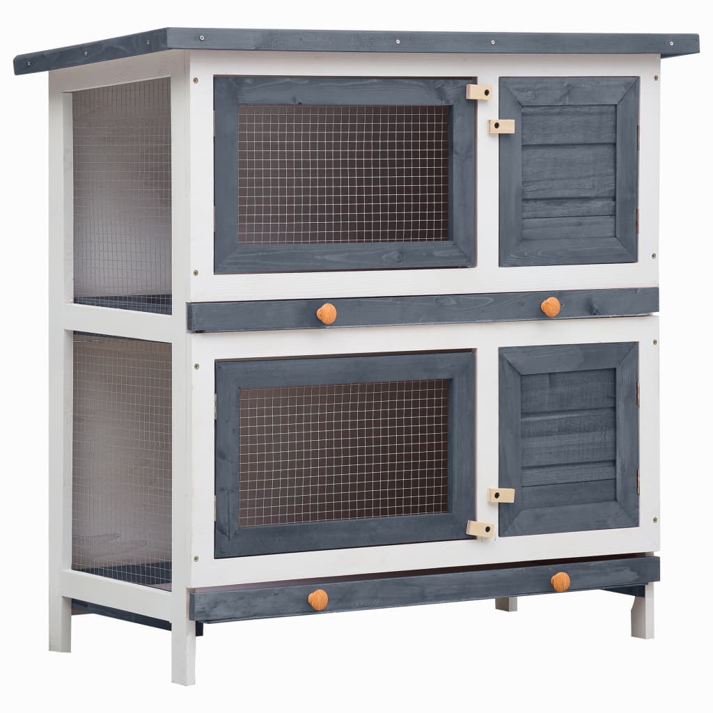 vidaXL Rabbit Hutch Bunny Cage Pet House for Small Animals Solid Pine Wood-1