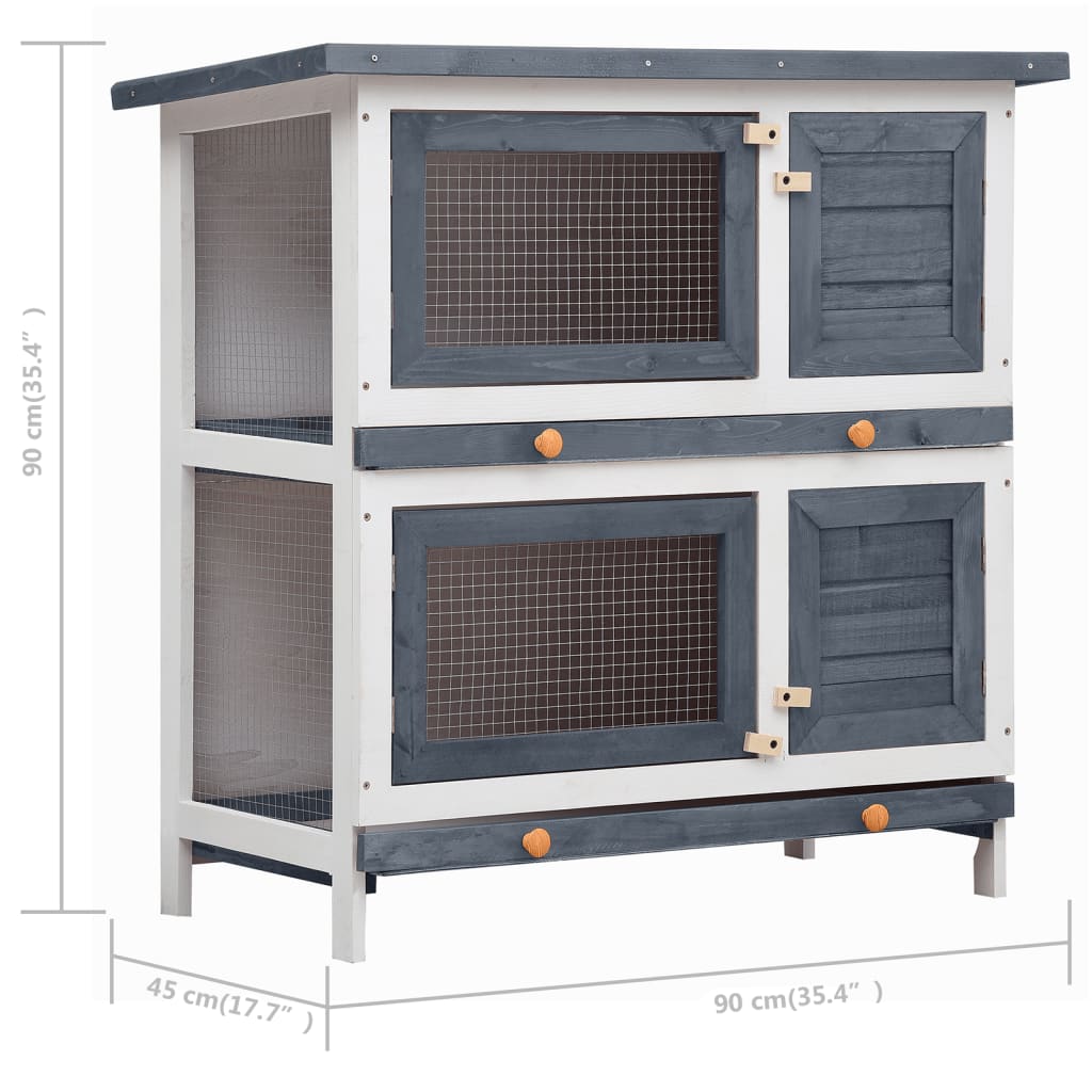 vidaXL Rabbit Hutch Bunny Cage Pet House for Small Animals Solid Pine Wood-4
