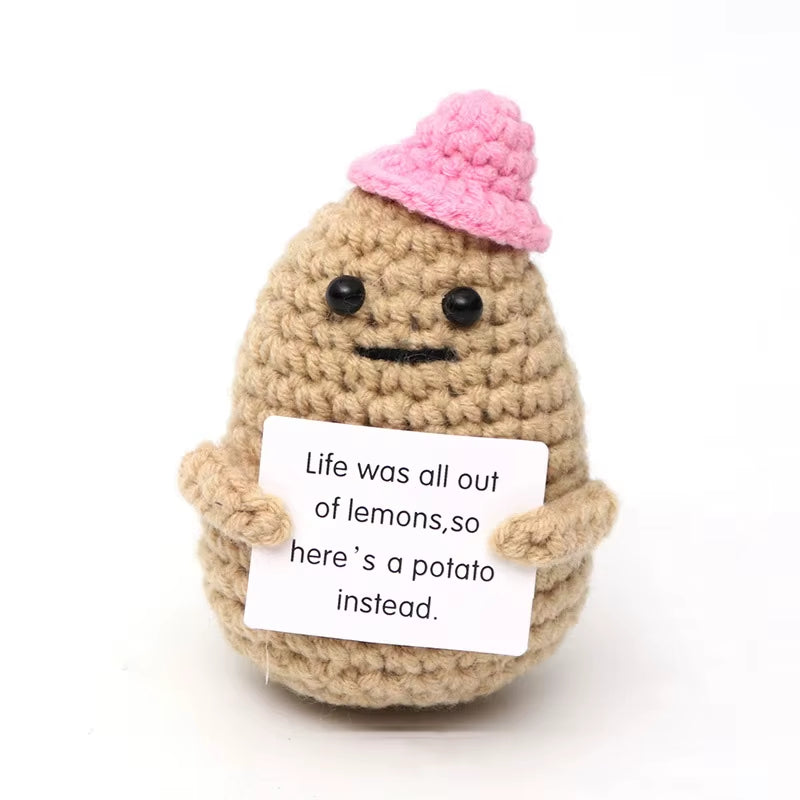 Positive Energy Crochet Potatoes Doll Crochet Vegetable Fruit Pickle Mini Gift Handmade Knitted Duck Ornament Home Room Decor