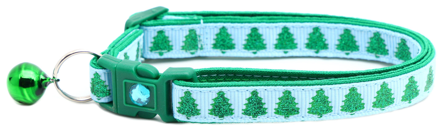 Glittering Christmas Trees Breakaway Cat Collar-1
