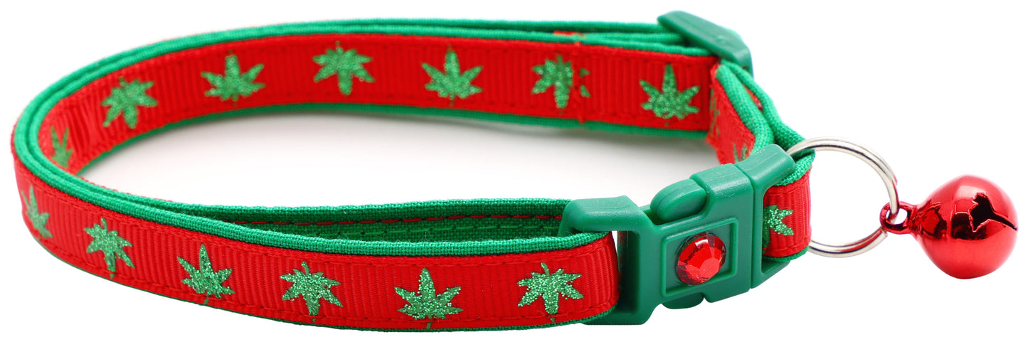 Marijuana Leaves Breakaway Cat Collar-18