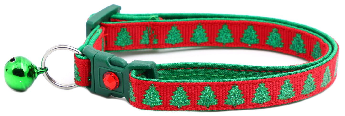Glittering Christmas Trees Breakaway Cat Collar-6