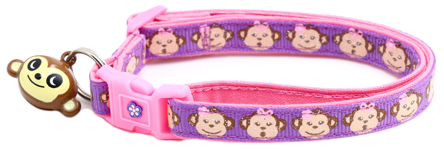 Girly Monkey Faces Breakaway Cat Collar-7