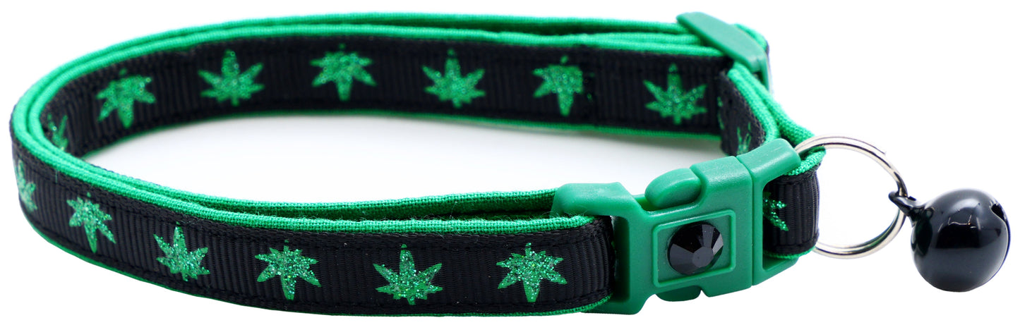 Marijuana Leaves Breakaway Cat Collar-14