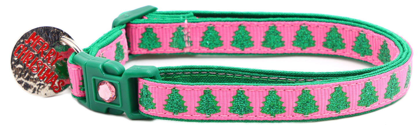 Glittering Christmas Trees Breakaway Cat Collar-14