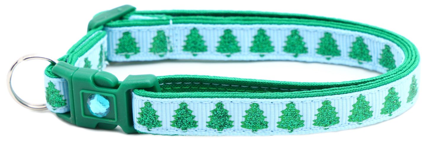 Glittering Christmas Trees Breakaway Cat Collar-3