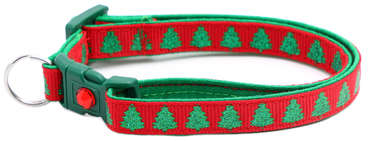 Glittering Christmas Trees Breakaway Cat Collar-27