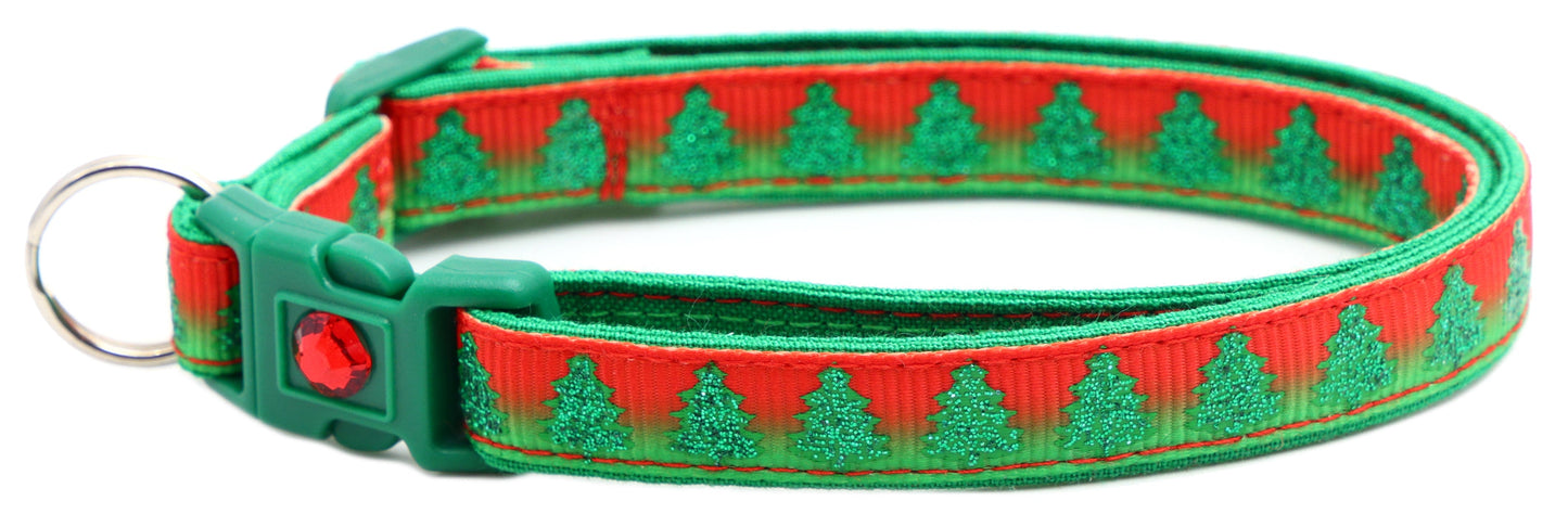 Glittering Christmas Trees Breakaway Cat Collar-26