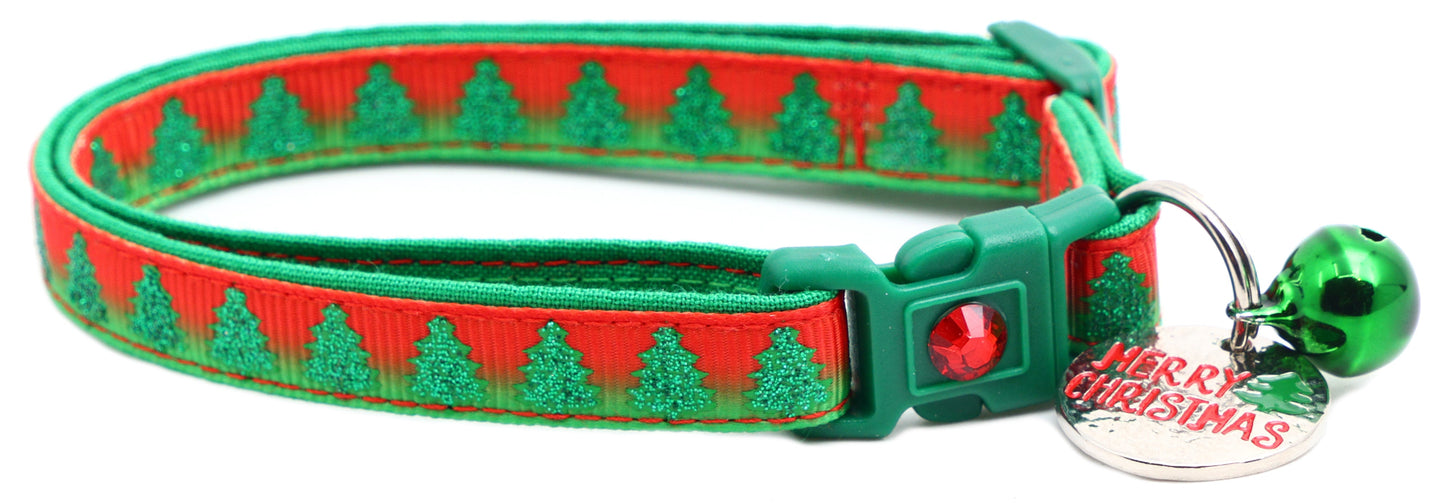 Glittering Christmas Trees Breakaway Cat Collar-19