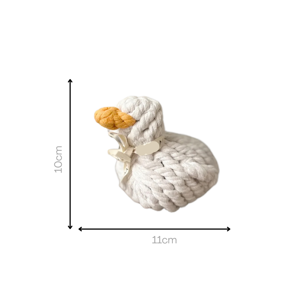 Agnes the White Duck Pet Squeaky Rope Toys-3
