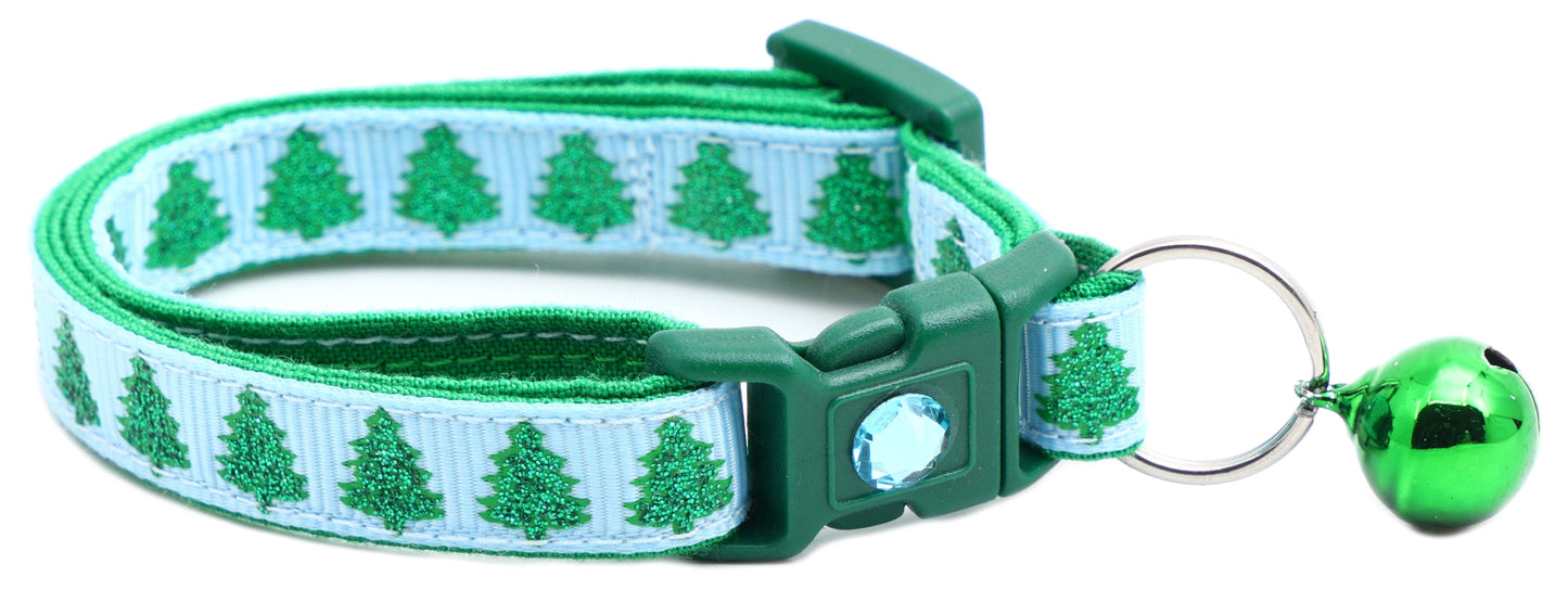 Glittering Christmas Trees Breakaway Cat Collar-10
