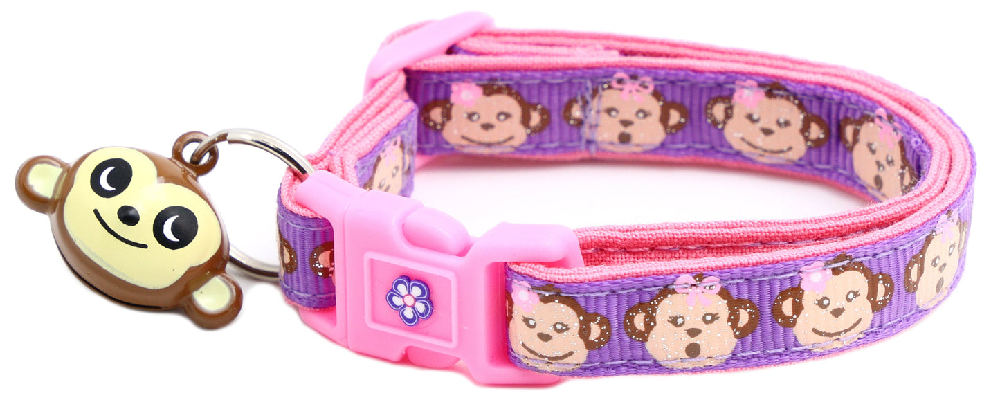 Girly Monkey Faces Breakaway Cat Collar-6