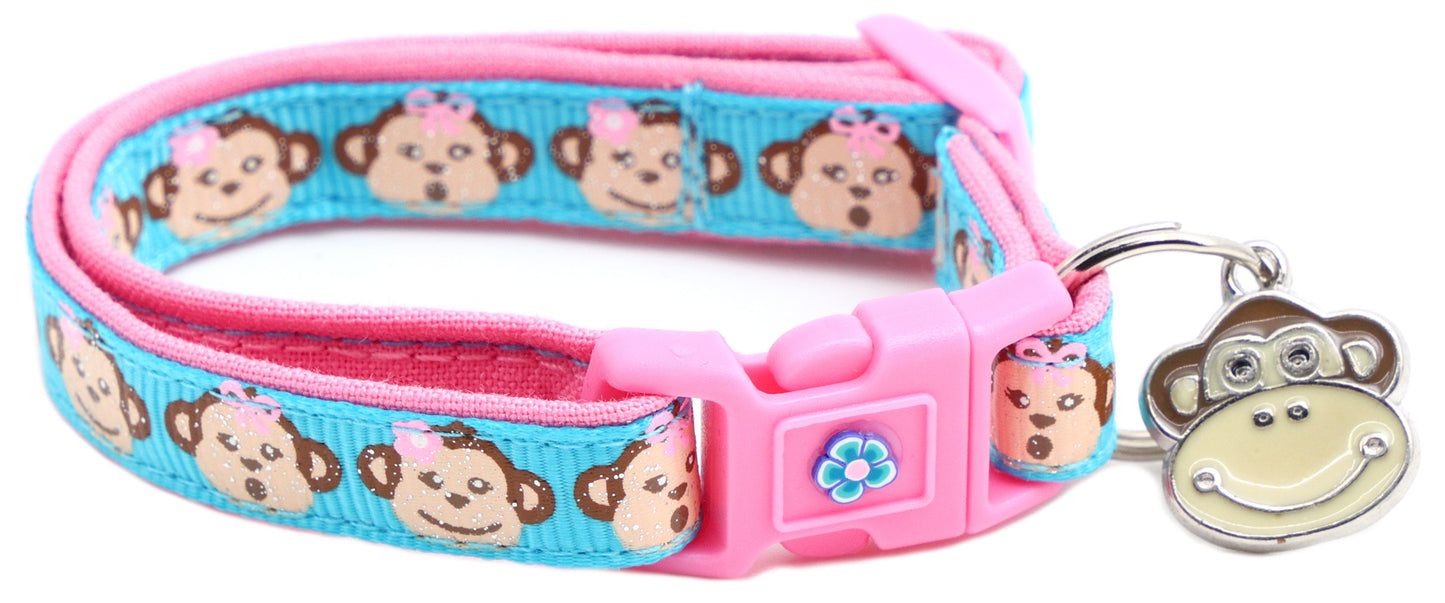 Girly Monkey Faces Breakaway Cat Collar-8
