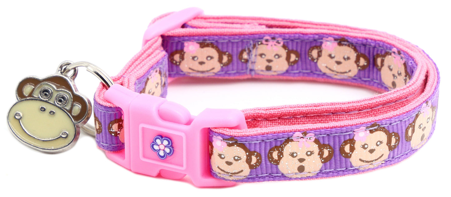 Girly Monkey Faces Breakaway Cat Collar-9