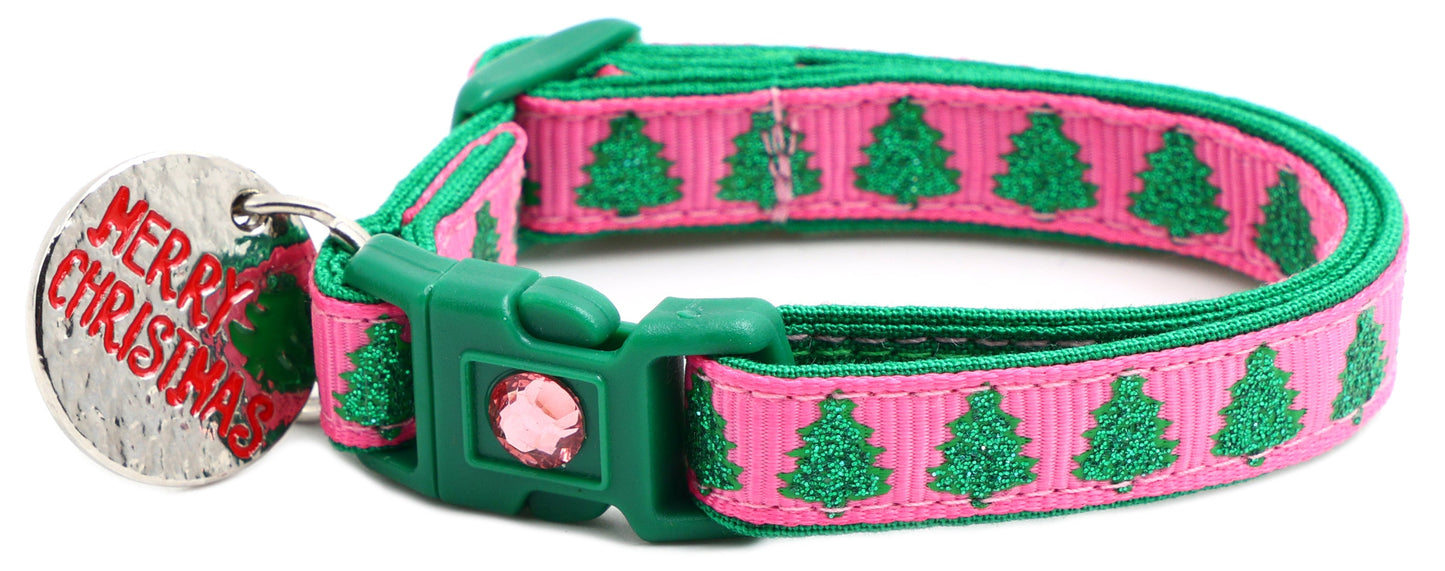 Glittering Christmas Trees Breakaway Cat Collar-18