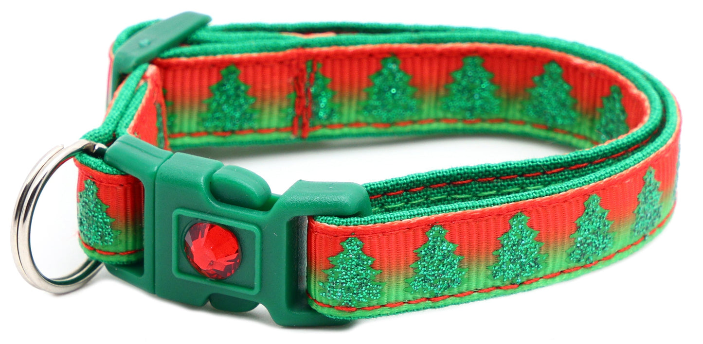 Glittering Christmas Trees Breakaway Cat Collar-29