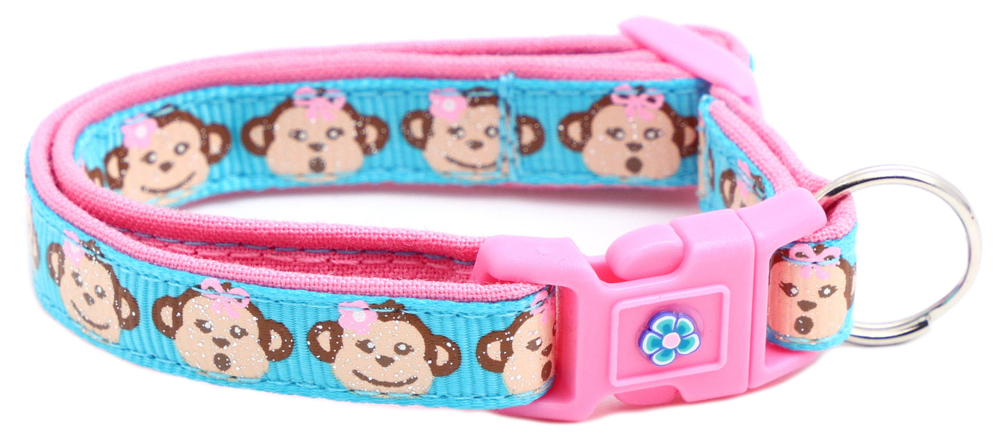 Girly Monkey Faces Breakaway Cat Collar-14