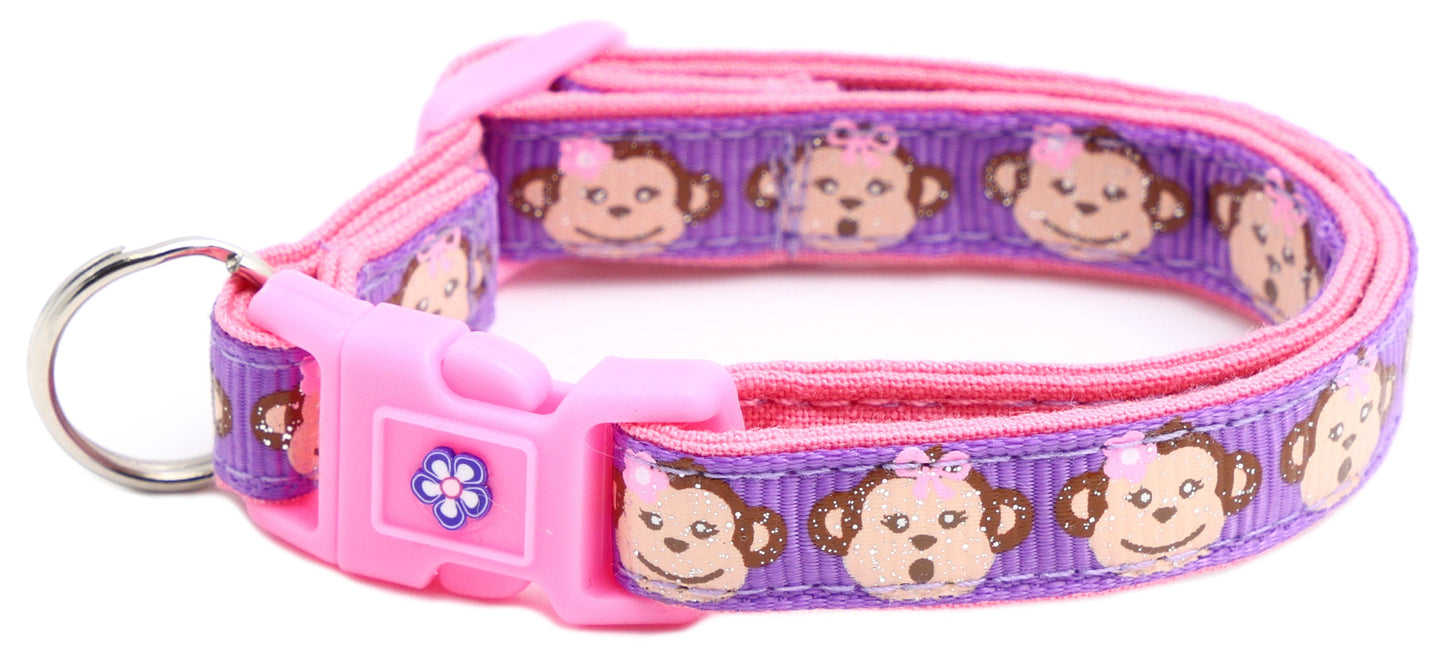 Girly Monkey Faces Breakaway Cat Collar-15