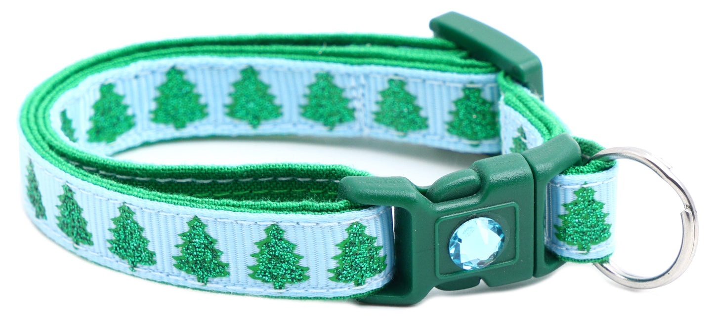 Glittering Christmas Trees Breakaway Cat Collar-31