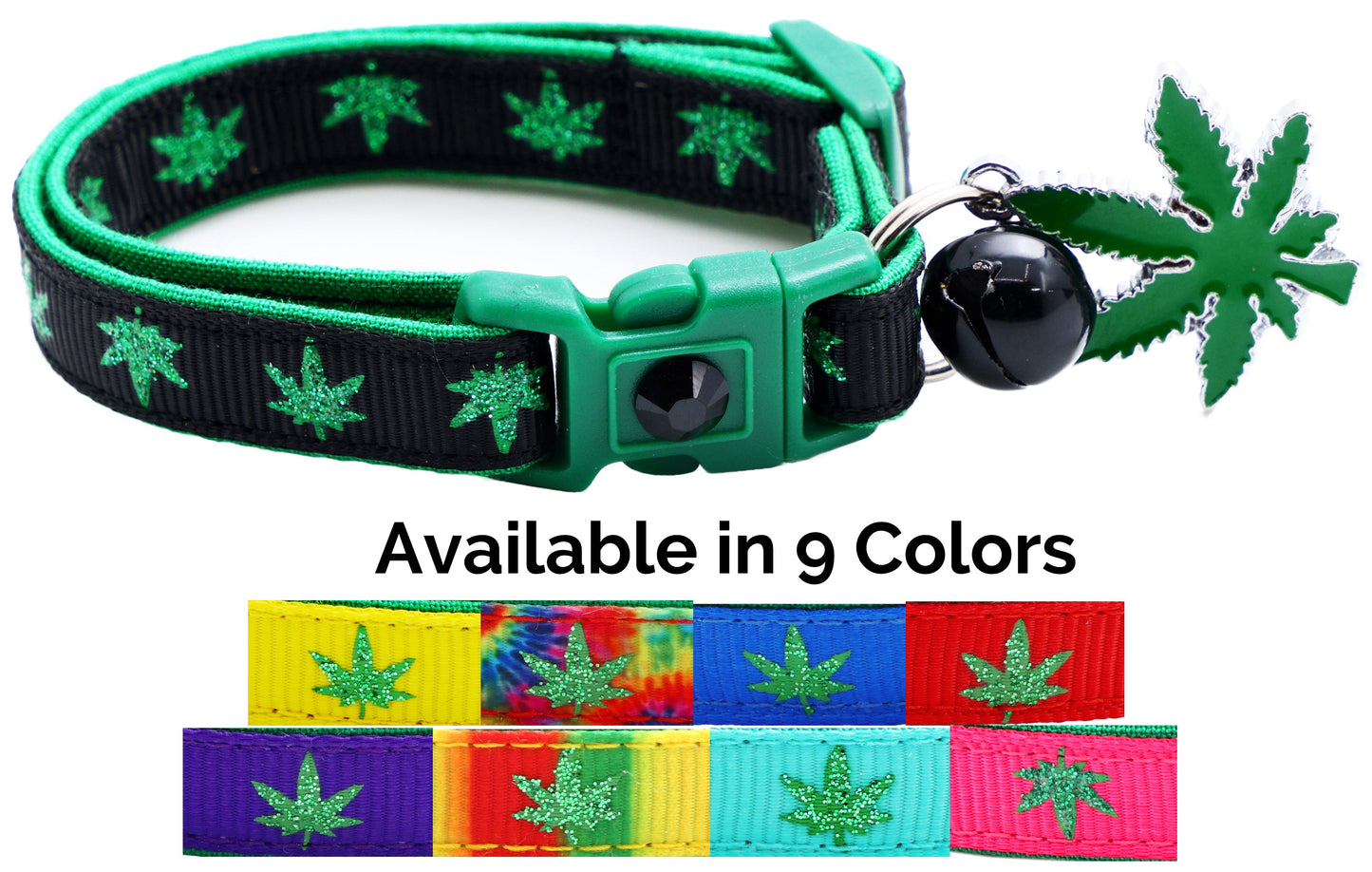 Marijuana Leaves Breakaway Cat Collar-0