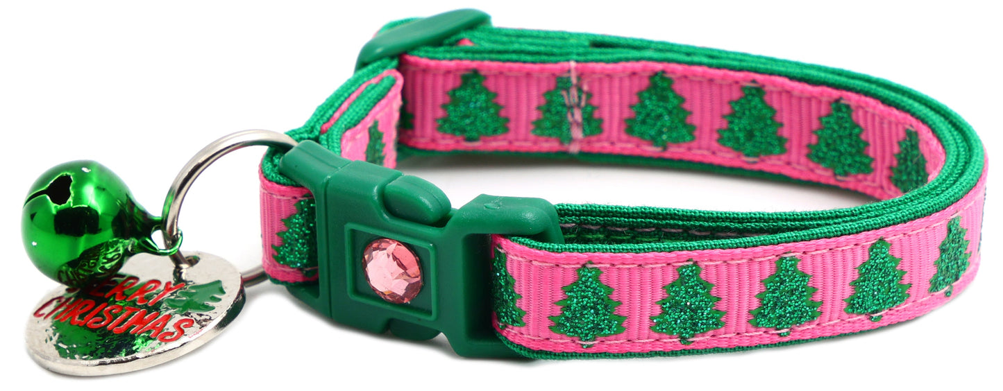 Glittering Christmas Trees Breakaway Cat Collar-25