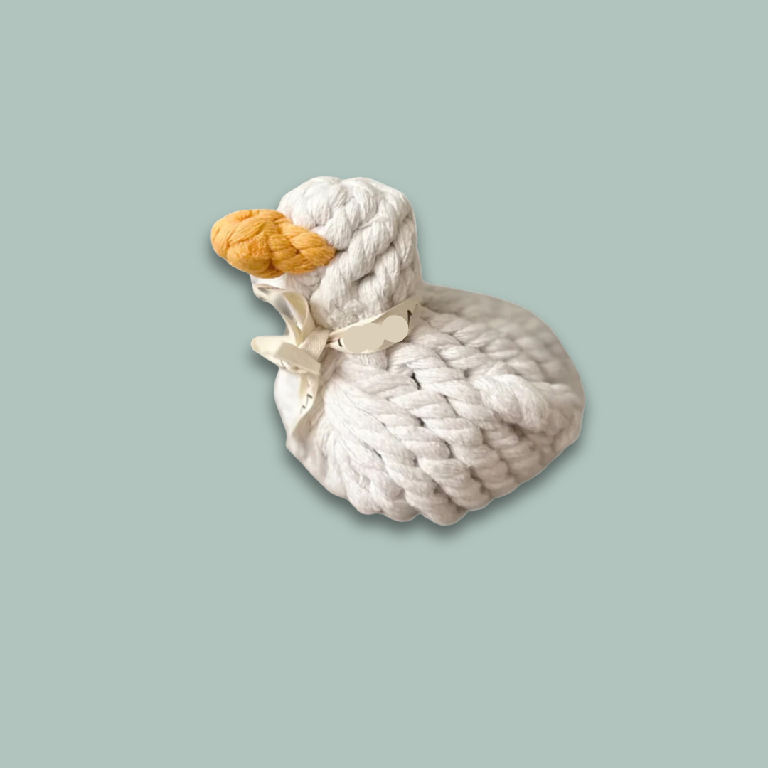 Agnes the White Duck Pet Squeaky Rope Toys-1