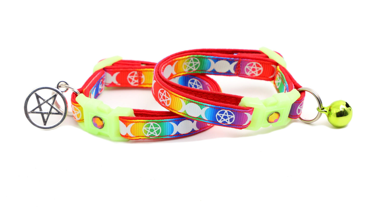 Witch's Familiar on Rainbow Cat Collar-2