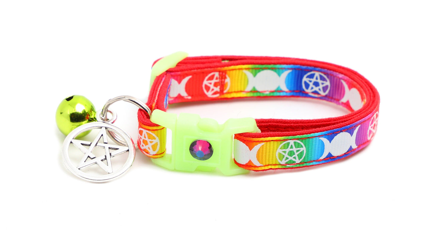 Witch's Familiar on Rainbow Cat Collar-5