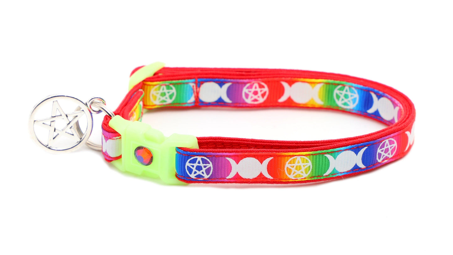 Witch's Familiar on Rainbow Cat Collar-4