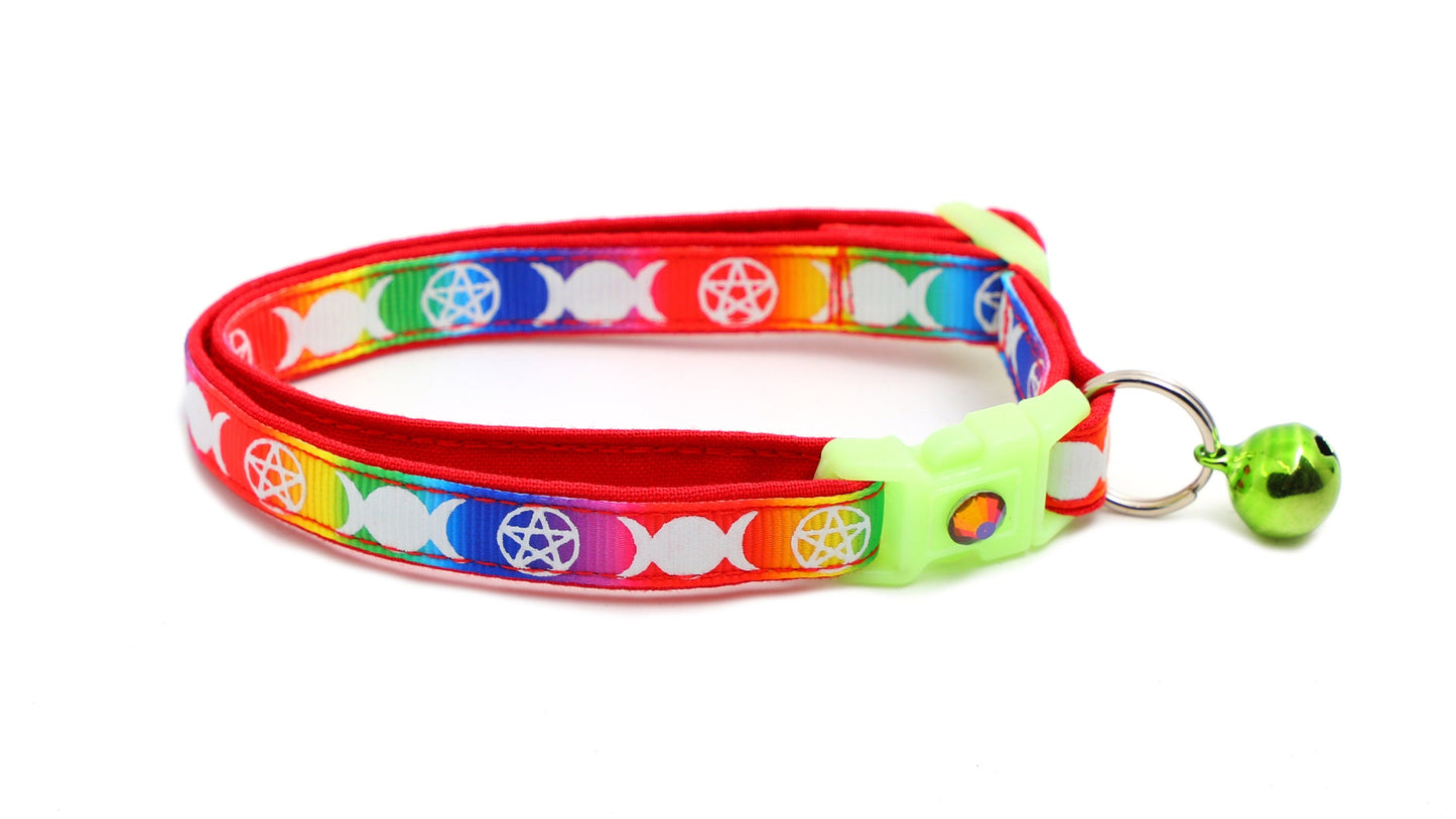 Witch's Familiar on Rainbow Cat Collar-3