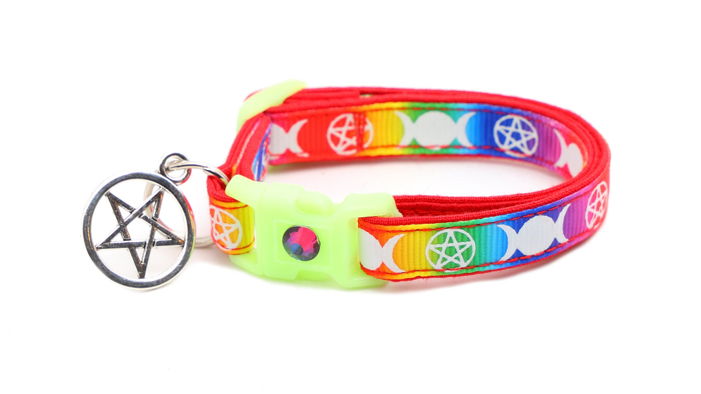 Witch's Familiar on Rainbow Cat Collar-1