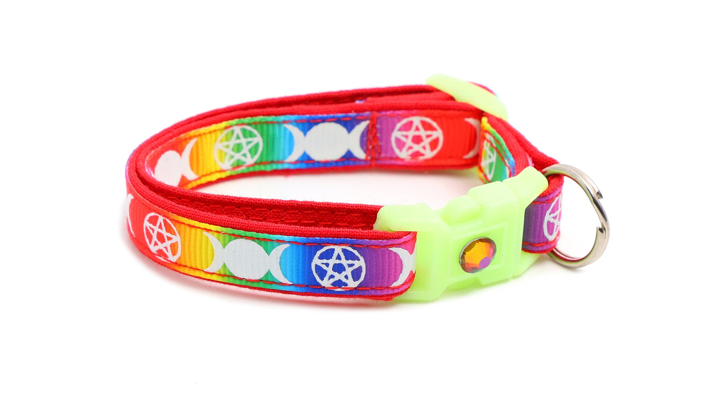 Witch's Familiar on Rainbow Cat Collar-6