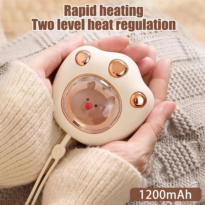 1200Mah Hand Warmer Cat Paw Rechargeable Built-In Battery for Students Winer Fast Usb Heater Portable Warmer for Women'S Hand
