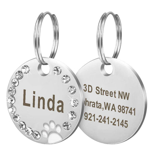 Personalized Round Metal Dog Tag Keychain-0