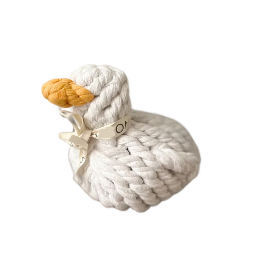 Agnes the White Duck Pet Squeaky Rope Toys-0