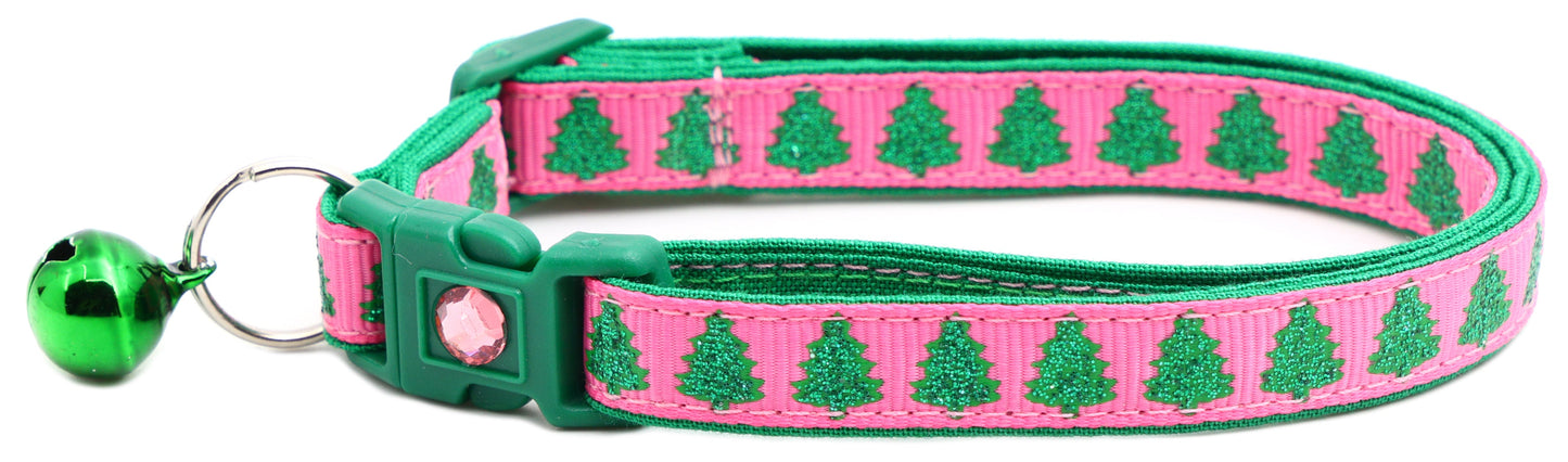 Glittering Christmas Trees Breakaway Cat Collar-7