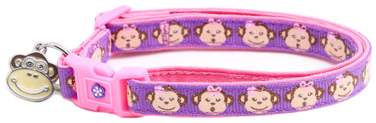 Girly Monkey Faces Breakaway Cat Collar-10