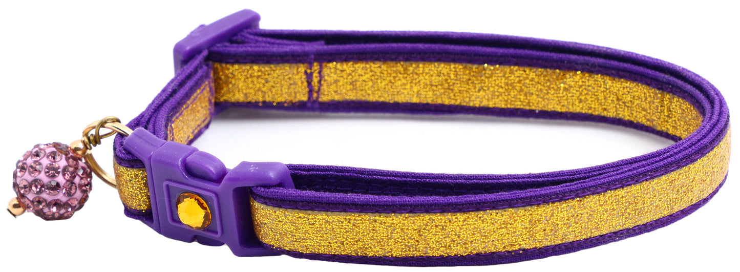 Gold Glitter Breakaway Cat Collar-2