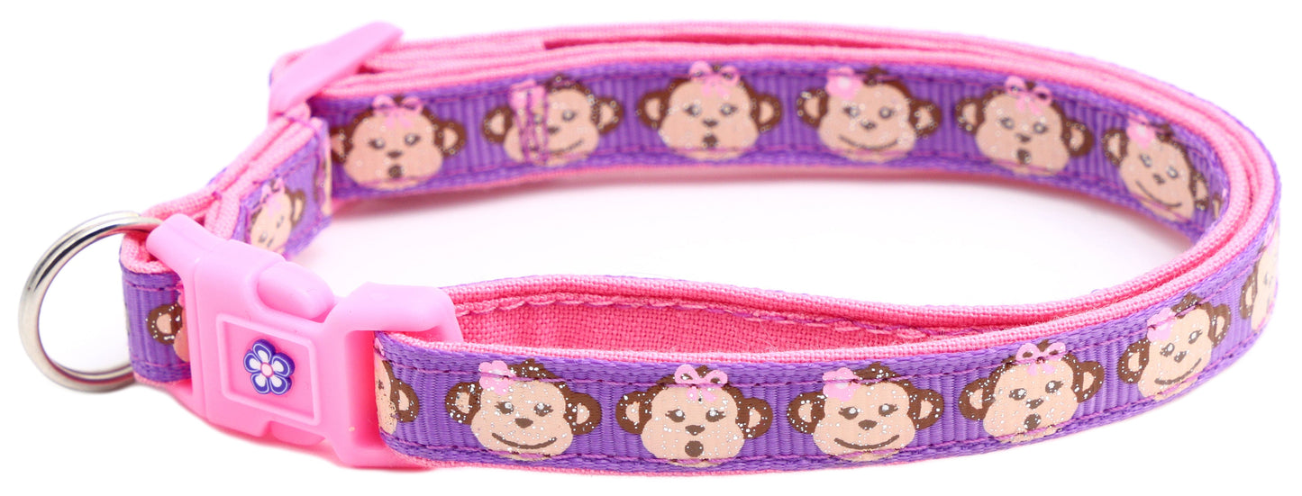 Girly Monkey Faces Breakaway Cat Collar-16
