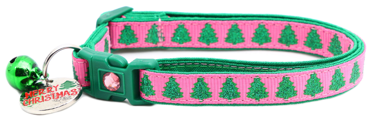 Glittering Christmas Trees Breakaway Cat Collar-21