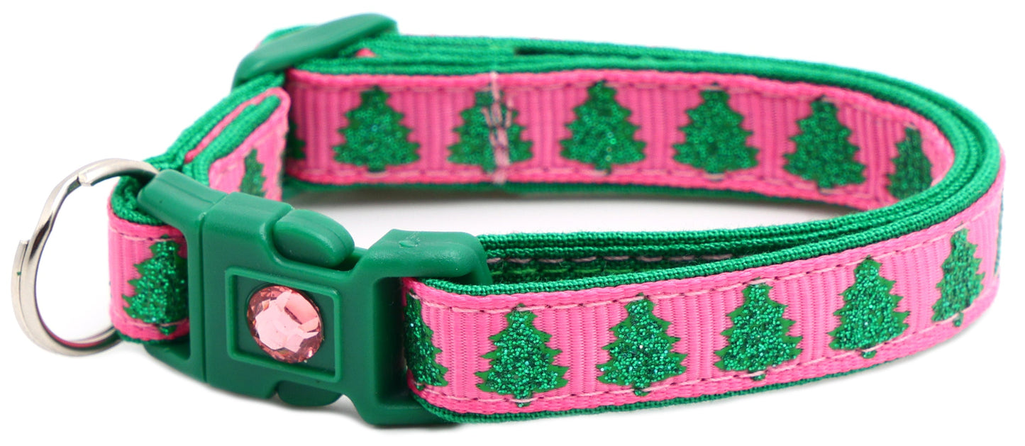 Glittering Christmas Trees Breakaway Cat Collar-32